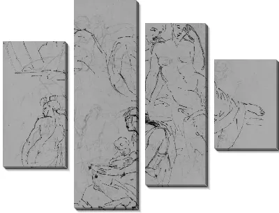 Картина Четыре рисунка этюдов (из альбома для рисования)