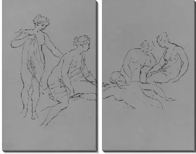 Картина Пять обнаженных купальщиц (из альбома для рисования)