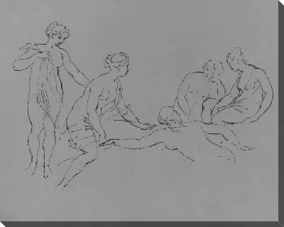 Картина Пять обнаженных купальщиц (из альбома для рисования)