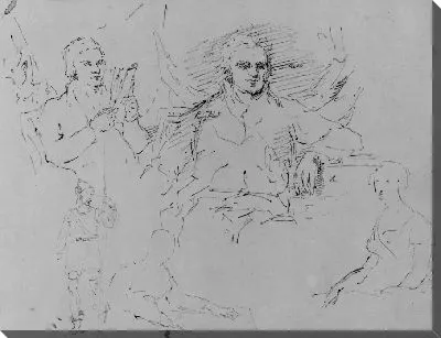 Картина Пять фигурных эскизов, включая два полудлинных парных мужских портрета (из альбома Sketchbook)