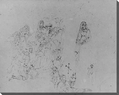 Картина Композиционный эскиз для поклонения волхвам [?] и благословение епископа [брак в Больсене?] (из альбома для рисования)