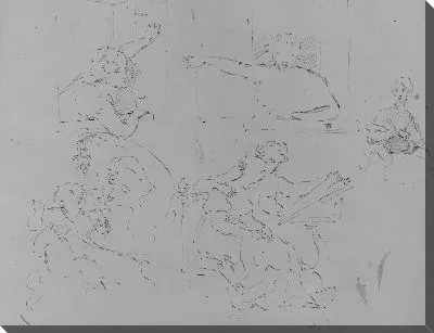 Картина Два наброска женщин, смотрящих в окно; Сидящая женщина; мать, играющая с ребенком; сидящий мужчина и женщина, смотрящие на книгу (из альбома для эскизов)