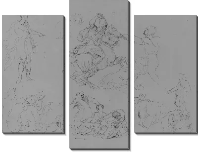 Картина Наброски Рисунков, В Том Числе Сражение На Коне, Указывание Типа Римского Цезаря, Кровавая Драка и т. д. (из альбома для рисования)