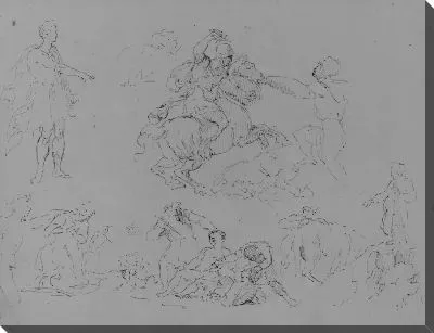 Картина Наброски Рисунков, В Том Числе Сражение На Коне, Указывание Типа Римского Цезаря, Кровавая Драка и т. д. (из альбома для рисования)