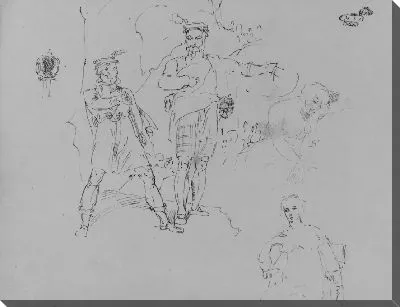 Картина Композиция с двумя горцами (из альбома для рисования)