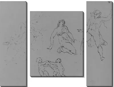 Картина Сидящий Бородач [Фальстаф?]; Лукреция - а также ?; Три танцующих Путти (из альбома для рисование)