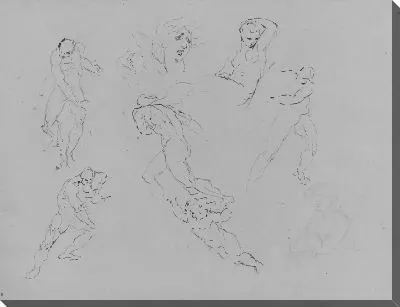 Картина Семь рисунков этюдов; портрет женщины (из альбома для рисования)