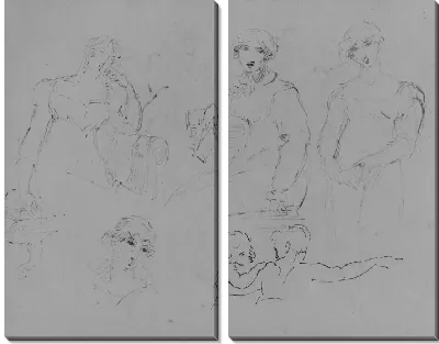 Картина Пять рисунков этюдов (из альбома для рисования)