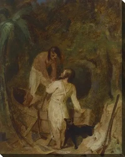 Картина Строительство лодок Робинзоном Крузо и Пятницей