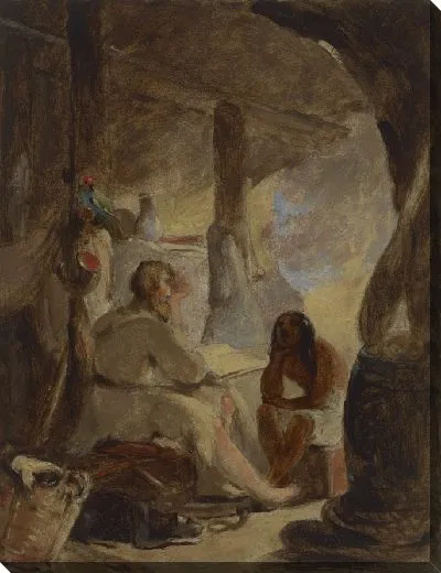 Картина Робинзон Крузо и Пятница в пещере