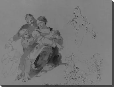 Картина Святое Семейство и др. [?]; Поворачивающаяся женская фигура, половина длины; женщина, сидящая у окна (из альбома для рисования)