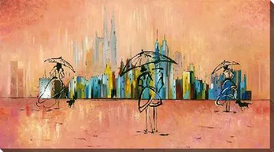 Картина маслом Арт композиция люди под зонтами