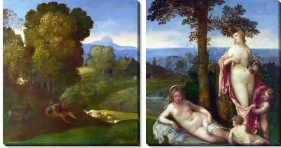 Модульная картина Нимфы и дети (Nymphs and Children in a Landscape with Shepherds)