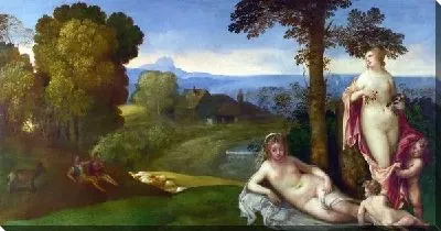 Постер Нимфы и дети (Nymphs and Children in a Landscape with Shepherds)