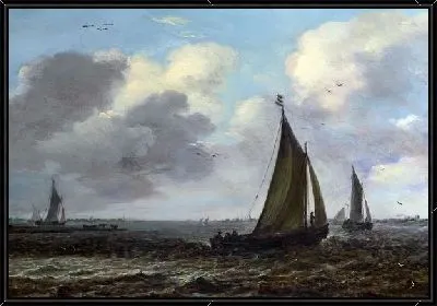 Картина Парусные суда на реке в бриз (Sailing Vessels on a River in a Breeze)