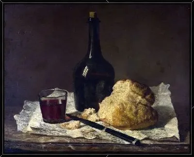 Натюрморт с бутылкой, бокалом и хлебом (Still Life with Bottle, Glass and Loaf)