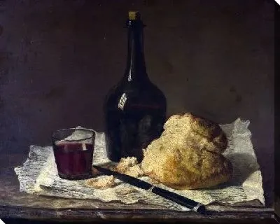 Натюрморт с бутылкой, бокалом и хлебом (Still Life with Bottle, Glass and Loaf)