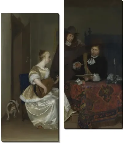 Картина Женщина играет на лютне двум мужчинам