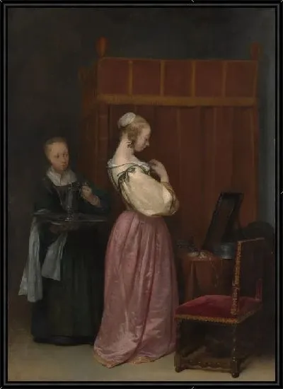 Картина Молодая женщина в туалете с горничной