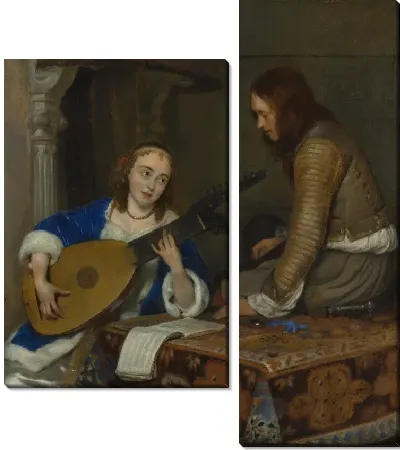 Женщина, играющая на Теорбо-лютне, и кавалер