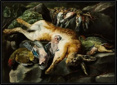 Натюрморт с мертвым зайцем и птицами