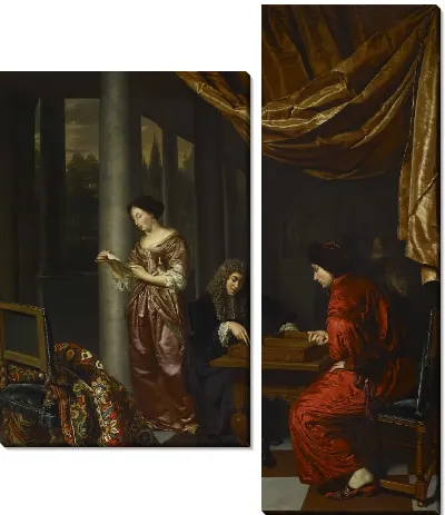 Картина Интерьер с фигурами игра в трик-трак