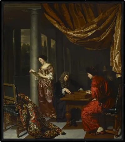 Интерьер с фигурами игра в трик-трак