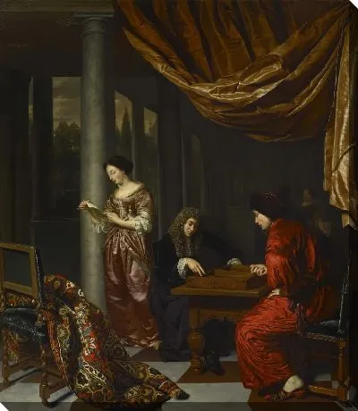 Интерьер с фигурами игра в трик-трак