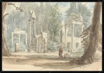 Руины из Лептис Магна, как они появились в Королевском парке в Вирджинии Уотер