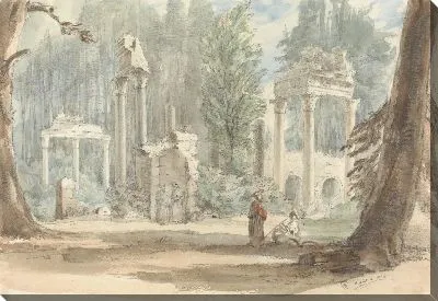 Руины из Лептис Магна, как они появились в Королевском парке в Вирджинии Уотер