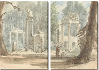 Руины из Лептис Магна, как они появились в Королевском парке в Вирджинии Уотер