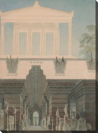 Картина Дворец Орианда в Крыму. Дизайн в античном стиле. Поперечный и перспективный вид музея