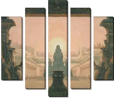 Картина "Волшебная флейта", опера Вольфганга Амадея Моцарта. Сценография для 12-й сцены: Храм Солнца Сарастро