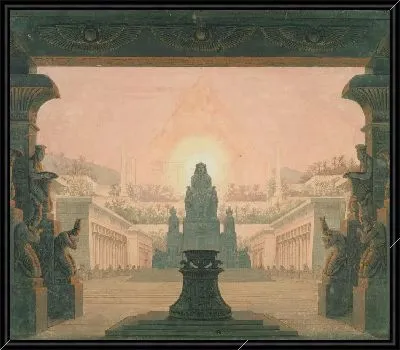 "Волшебная флейта", опера Вольфганга Амадея Моцарта. Сценография для 12-й сцены: Храм Солнца Сарастро