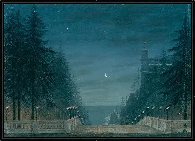 Ариодан. Опера Этьена Николя Мелюля. Сценография для второй сцены. Сады у Дворца Эдгара