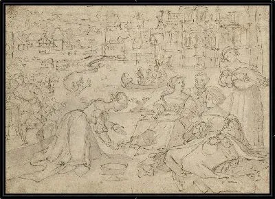 Ректо: апрель месяц (рисунки в парке возле замка); Версия: Молодежь из трех веков человека (?) (Merry-makers)