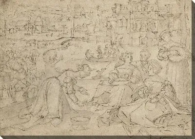 Ректо: апрель месяц (рисунки в парке возле замка); Версия: Молодежь из трех веков человека (?) (Merry-makers)