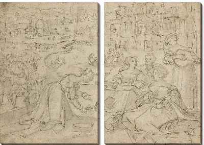 Ректо: апрель месяц (рисунки в парке возле замка); Версия: Молодежь из трех веков человека (?) (Merry-makers)