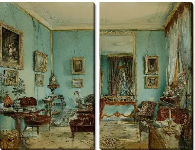 Картина Внутренняя сцена, женщина, которая читает газету