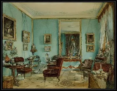 Внутренняя сцена, женщина, которая читает газету