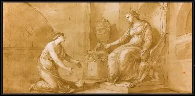 Картина Психея, спрашивающая Прозерпину для ее коробки красоты