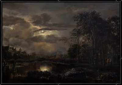 Лунный пейзаж с мостом