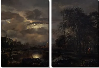 Лунный пейзаж с мостом