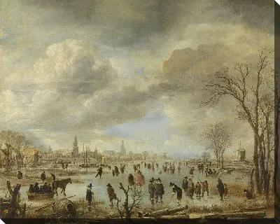 Картина Вид на реку зимой