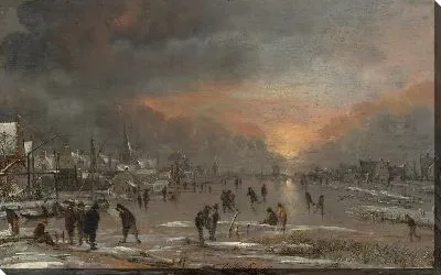 Картина Спорт на замерзшей реке