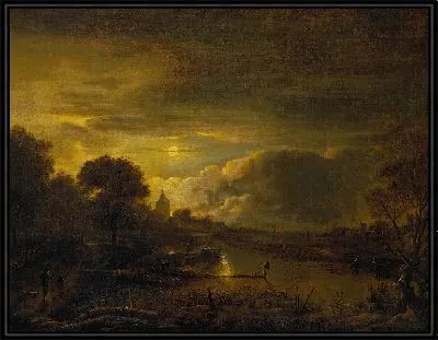 Сцена реки при лунном свете