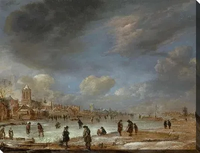 Картина Вид на реку зимой