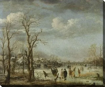 Картина Вид на реку зимой