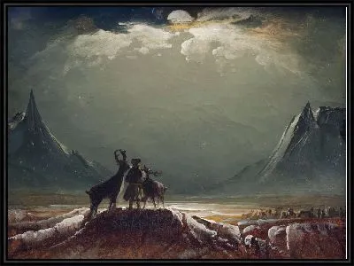 Пейзаж из Финнмарка с саами и оленями