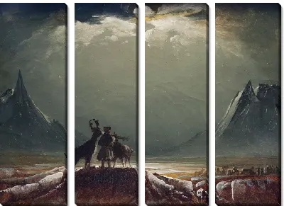 Пейзаж из Финнмарка с саами и оленями